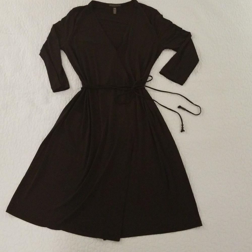 Apostrophe Stretch Large Wrap Dress Black Classic